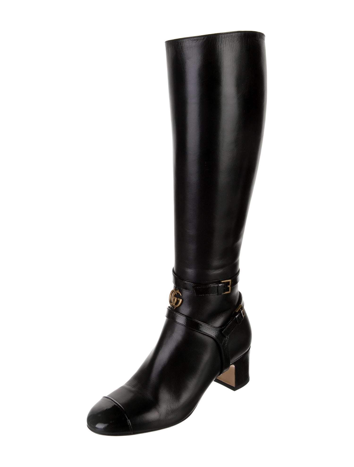 Gucci Double G Logo Leather Riding Boots