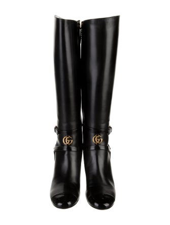 Gucci Double G Logo Leather Riding Boots