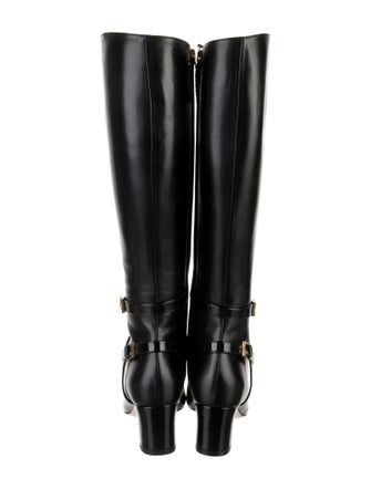 Gucci Double G Logo Leather Riding Boots