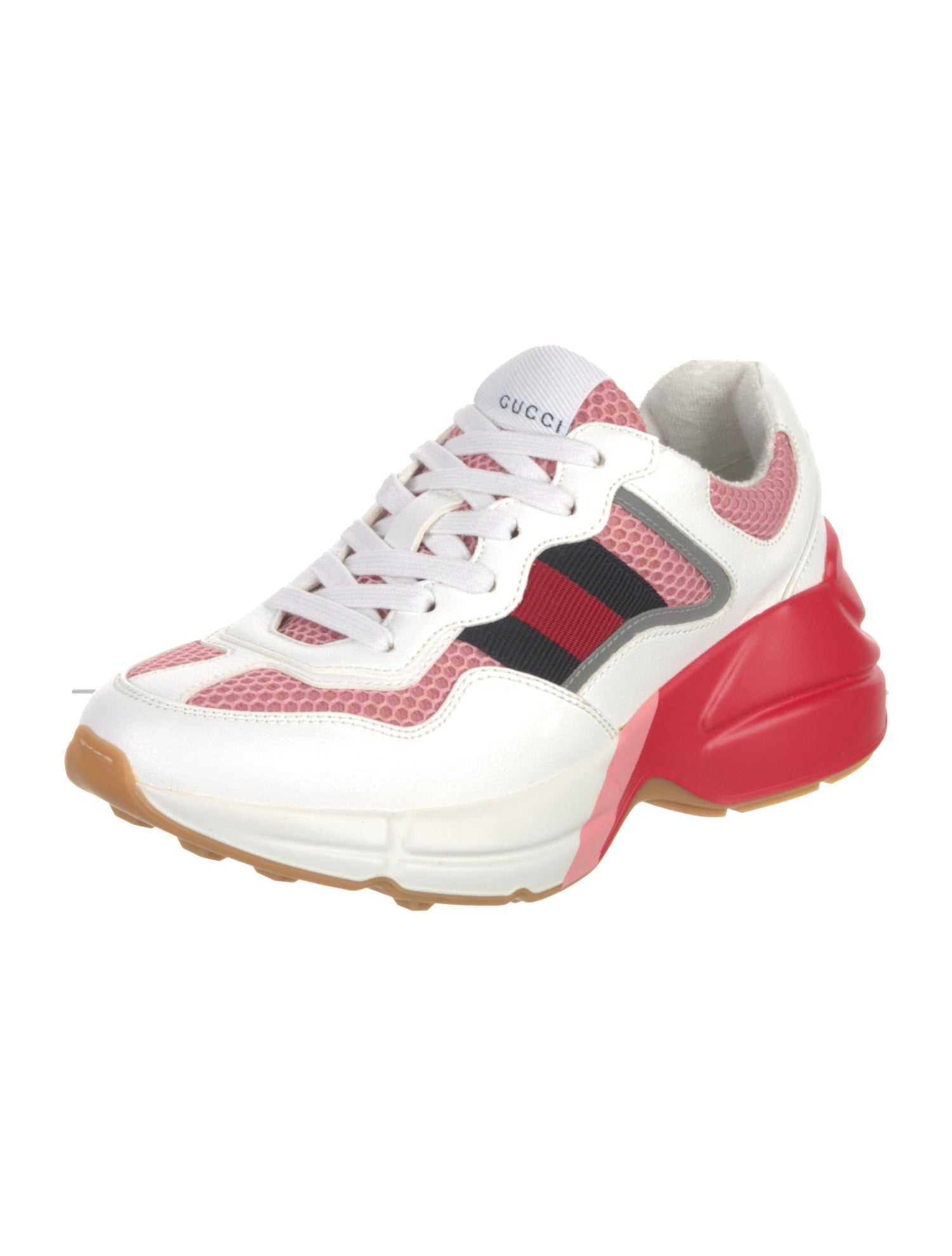 Gucci Sylvie Web Accent Leather Chunky Sneakers