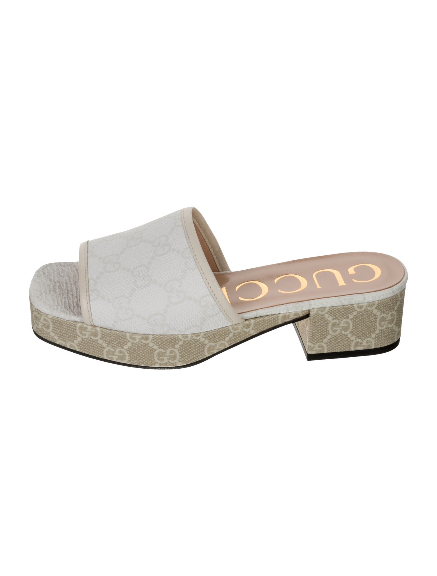 Gucci GG Supreme Leather Trim Embellishment Slides