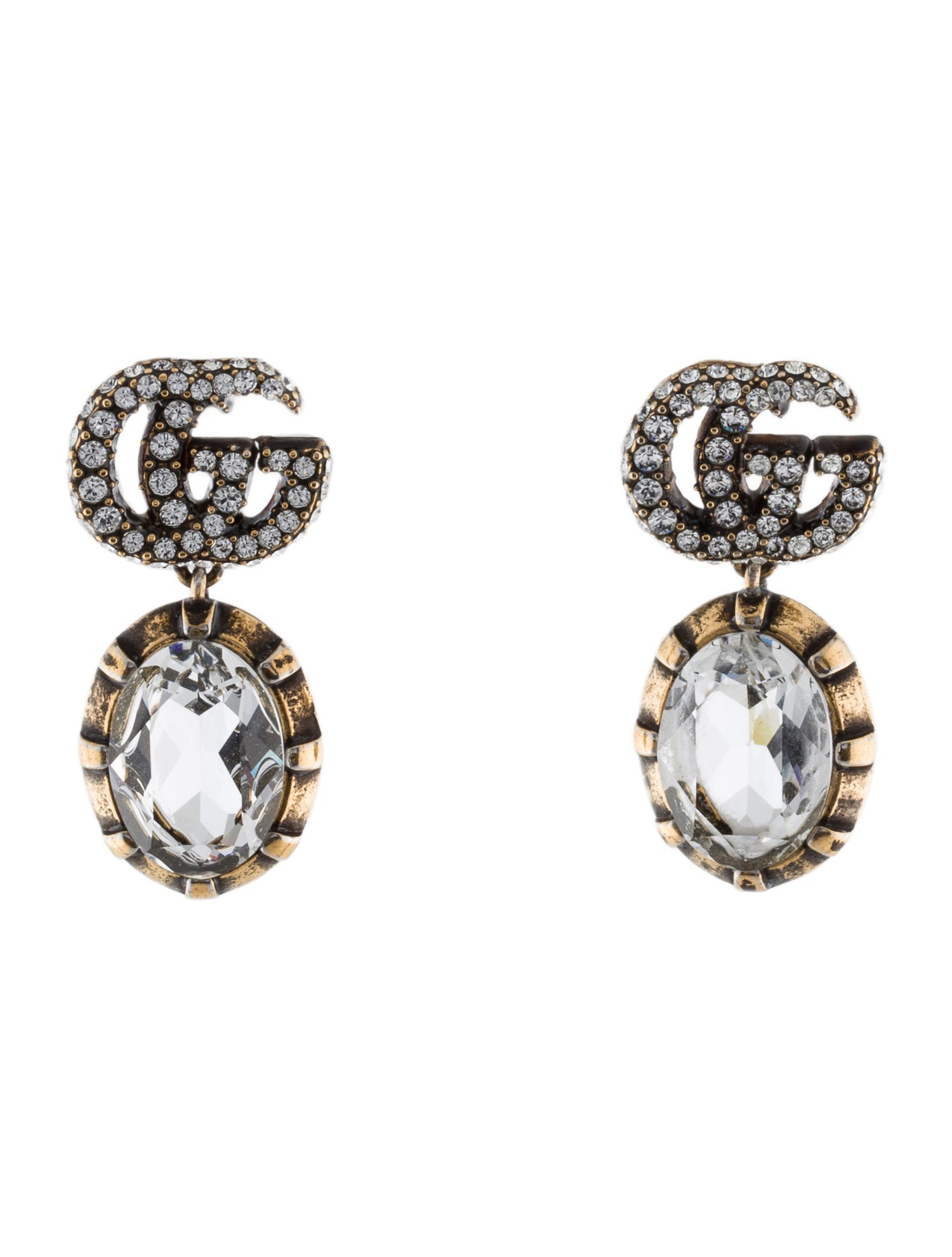 Gucci Crystal GG Marmont Drop Earrings