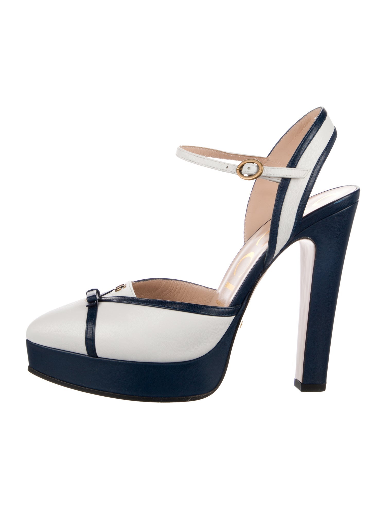 Gucci Double G Logo Leather Slingback Pumps