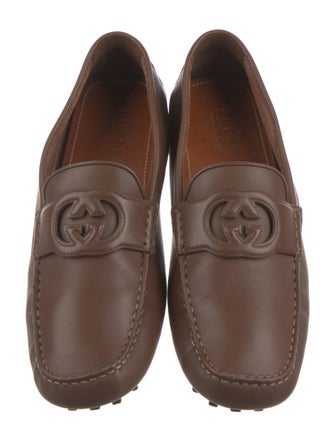 Gucci Interlocking G Logo Leather Drivers