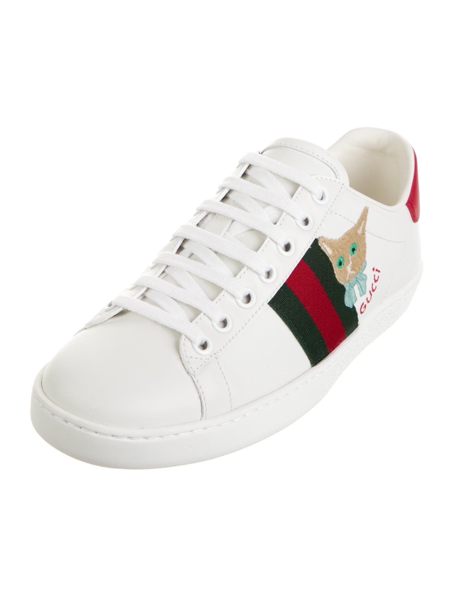 Gucci Web Accent Leather Sneakers