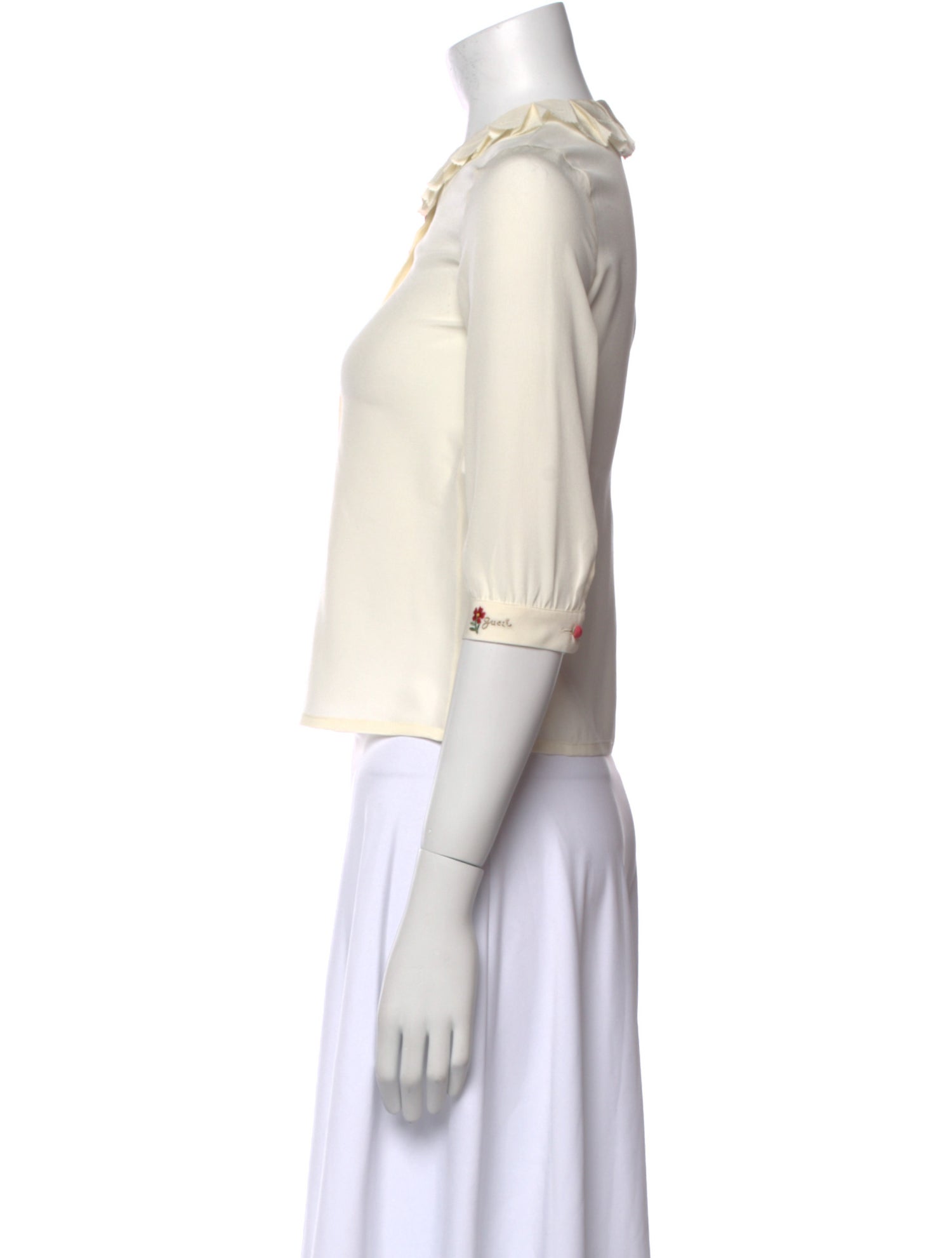 Gucci Silk Crew Neck Crop Top