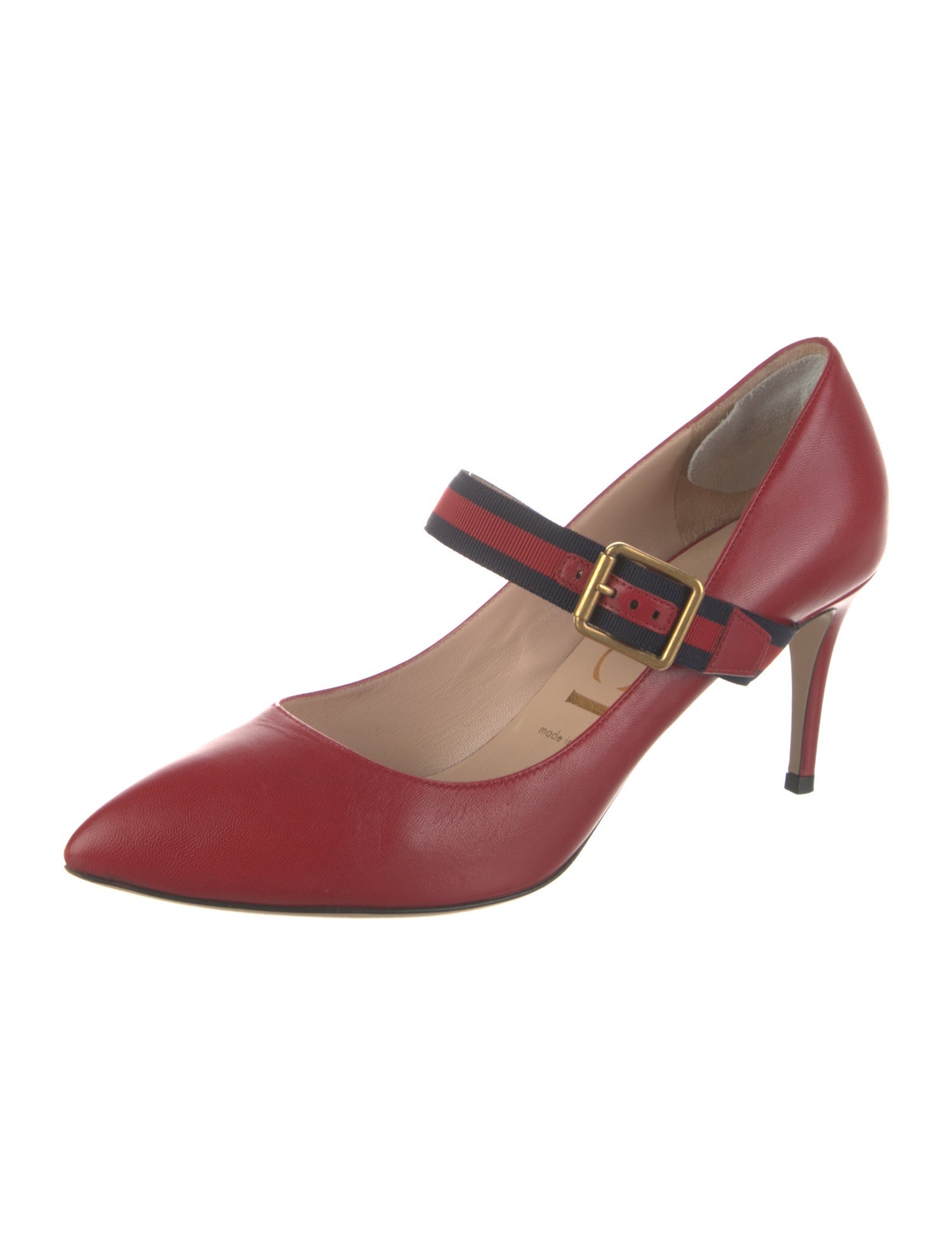 Gucci Sylvie Web Accent Leather Pumps