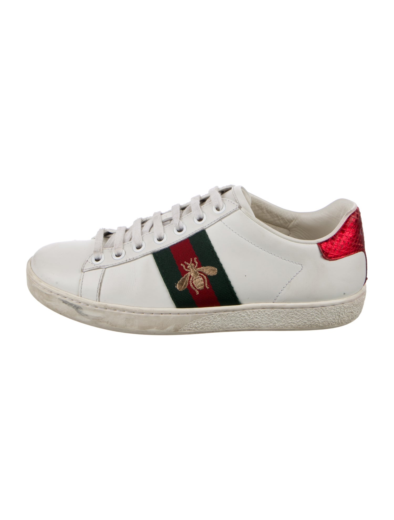 Gucci Web Accent Leather Sneakers