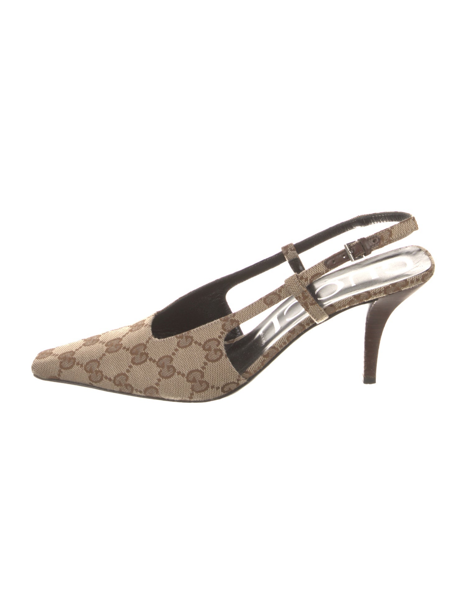 Gucci Canvas Printed Slingback Pumps