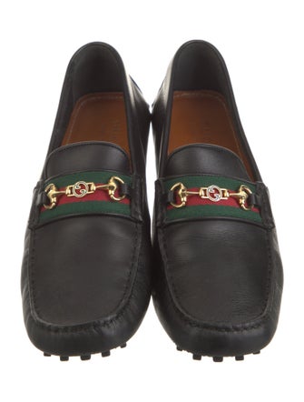 Gucci Web Accent Leather Drivers