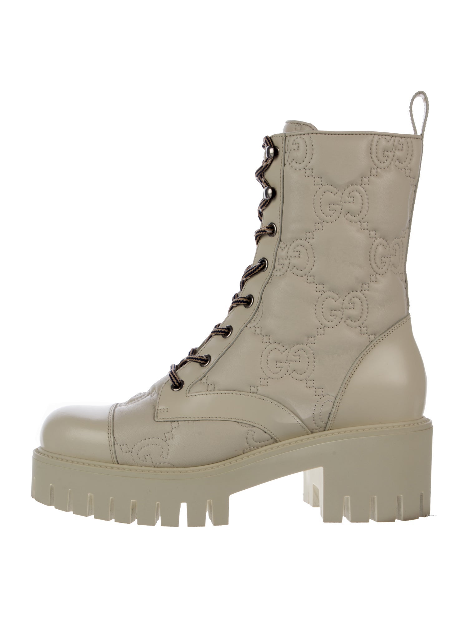Gucci GG Signature Leather Combat Boots