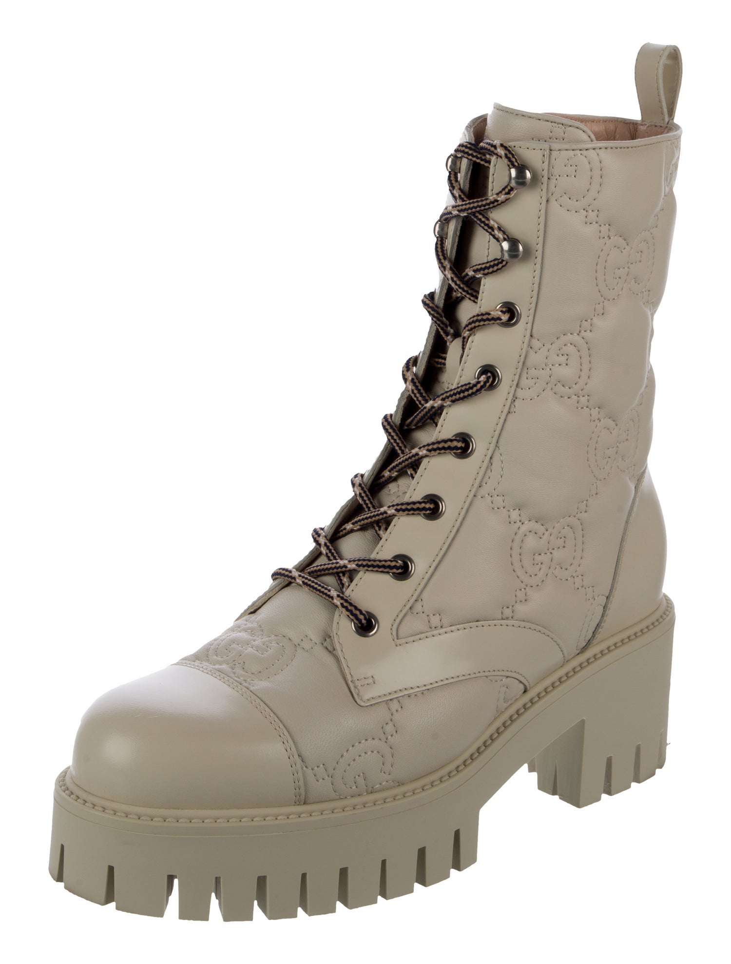 Gucci GG Signature Leather Combat Boots