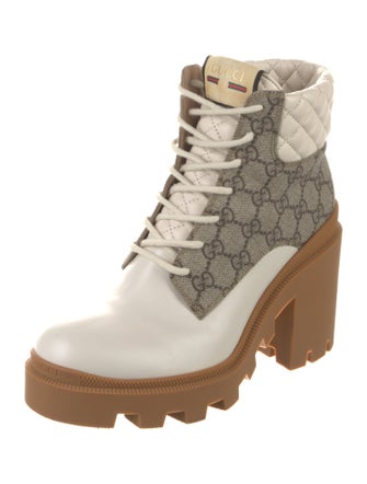 Gucci GG Supreme Leather Lace-Up Boots