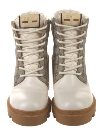 Gucci GG Supreme Leather Lace-Up Boots