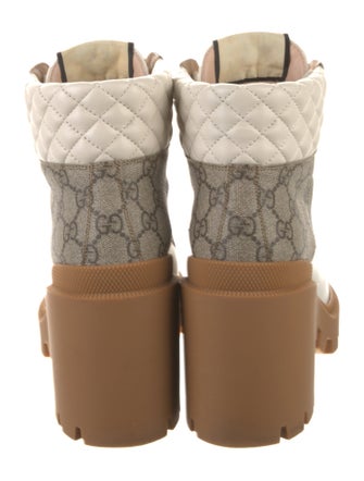 Gucci GG Supreme Leather Lace-Up Boots