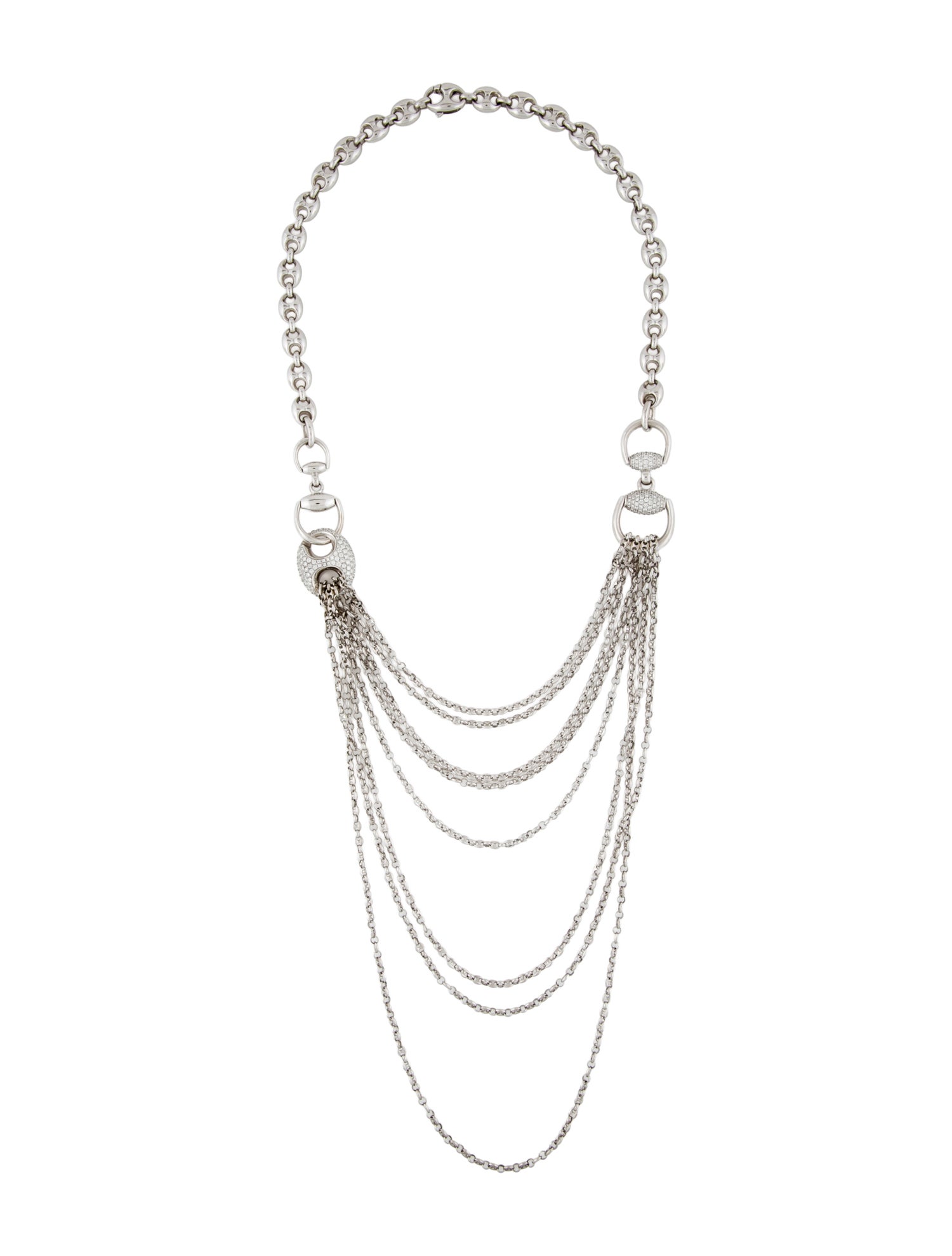 Gucci 18K Diamond Horsebit Multistrand Necklace