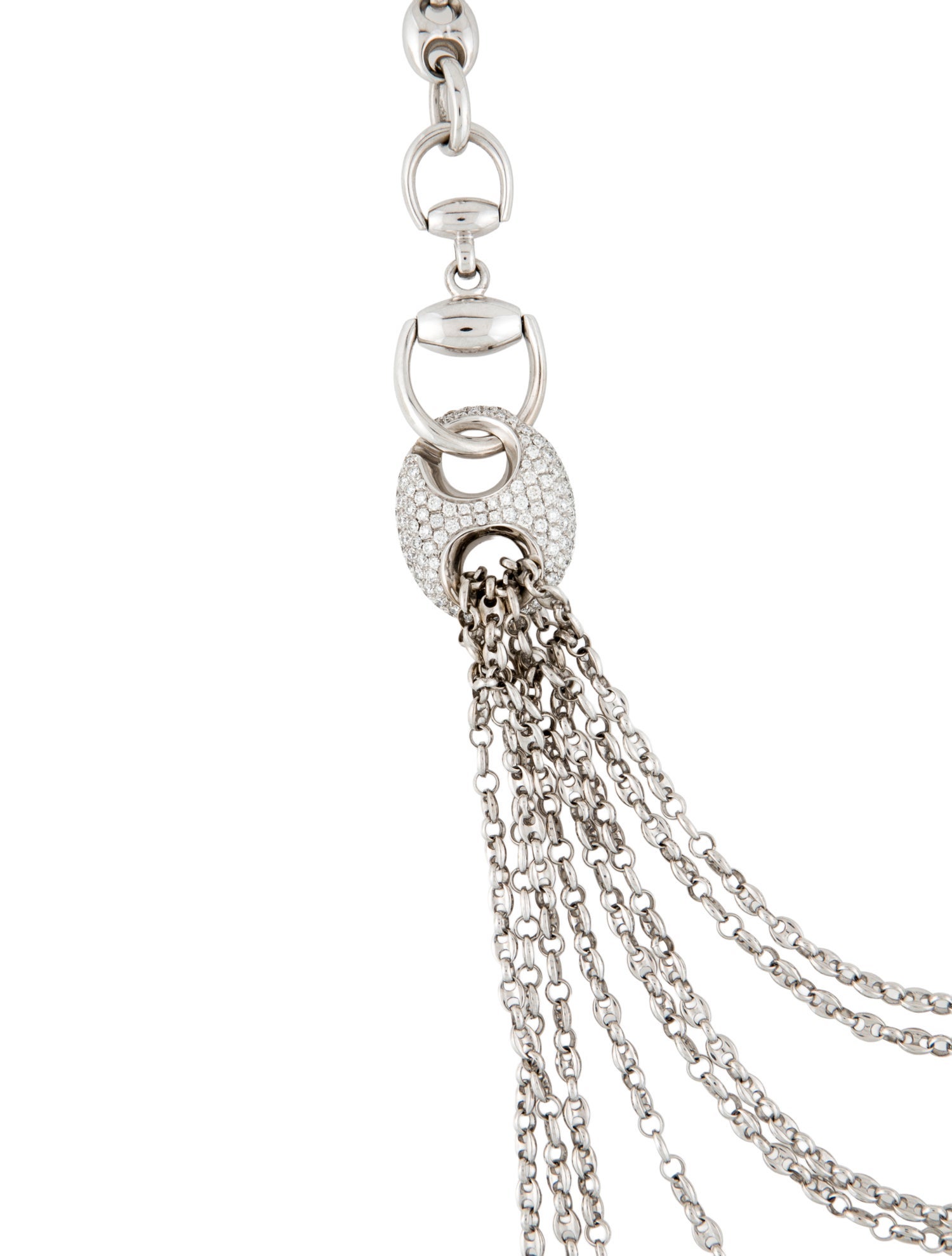 Gucci 18K Diamond Horsebit Multistrand Necklace