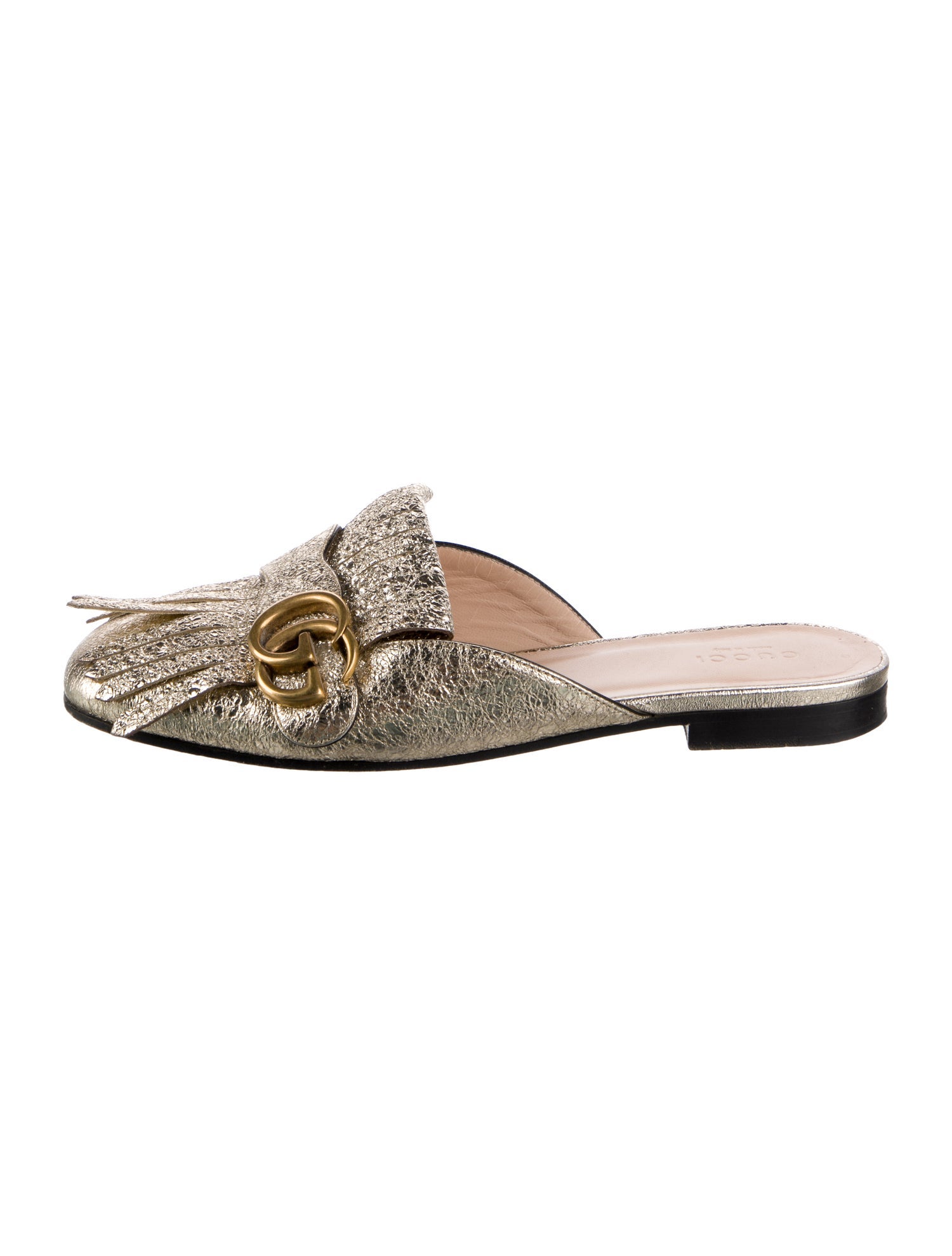 Gucci Double G Logo Leather Mules