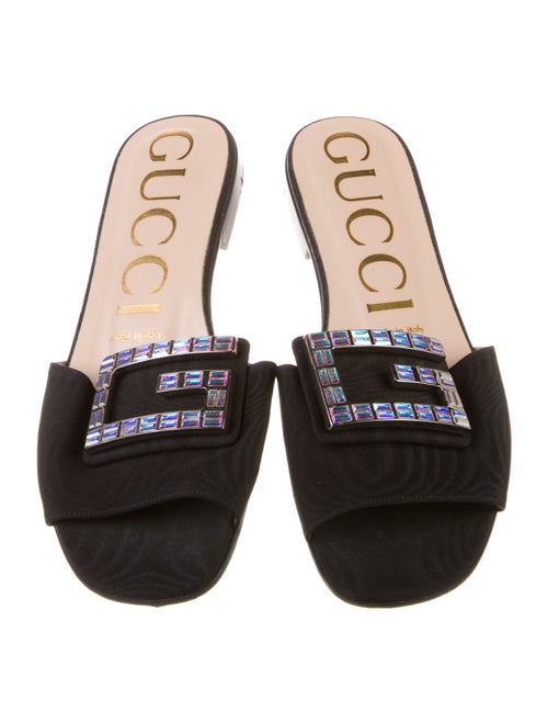 Gucci Velvet Crystal Embellishments Slides