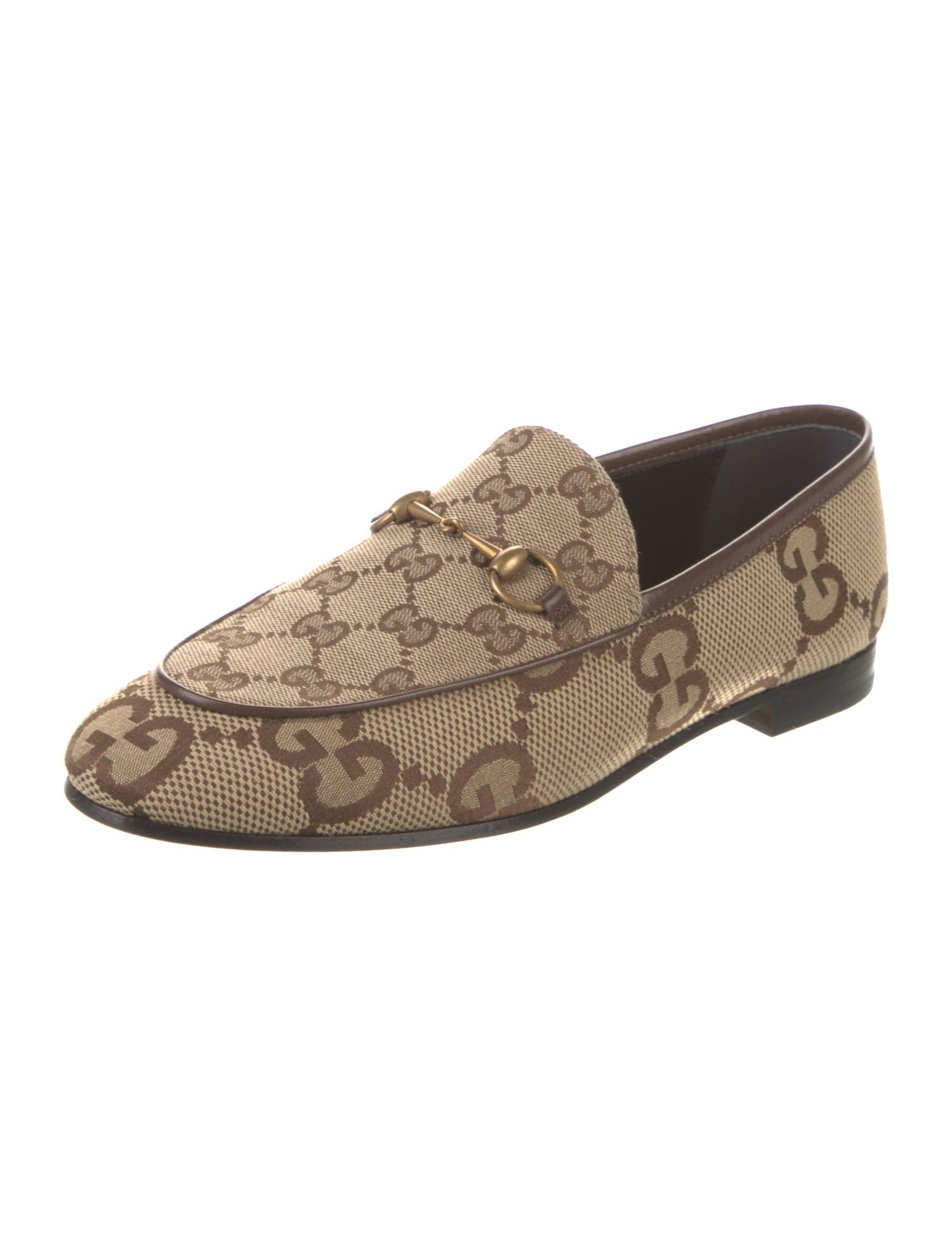 Gucci Horsebit Accent Canvas Loafers