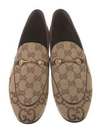 Gucci Horsebit Accent Canvas Loafers