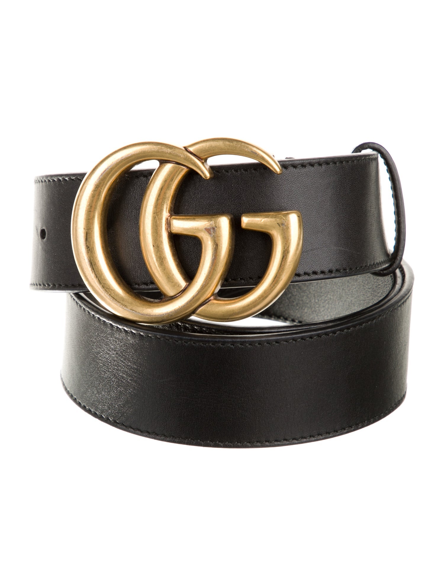 Gucci Double G Logo Leather Belt
