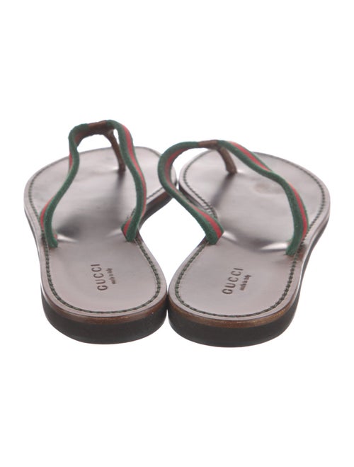 Gucci Web Accent Leather Flip Flops