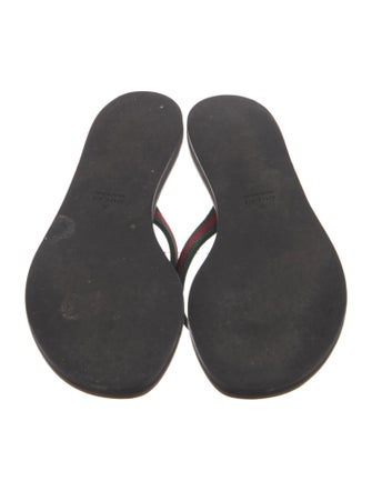Gucci Web Accent Leather Flip Flops