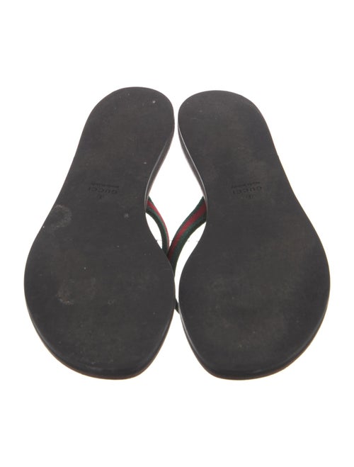 Gucci Web Accent Leather Flip Flops