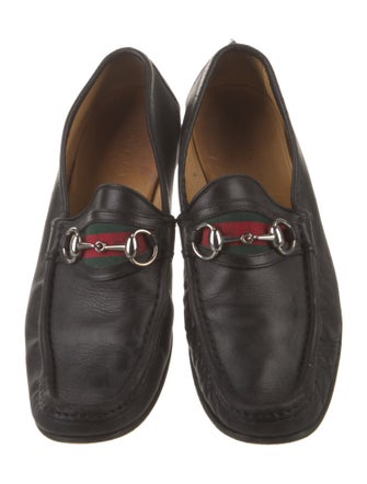 Gucci Web Accent Leather Dress Loafers