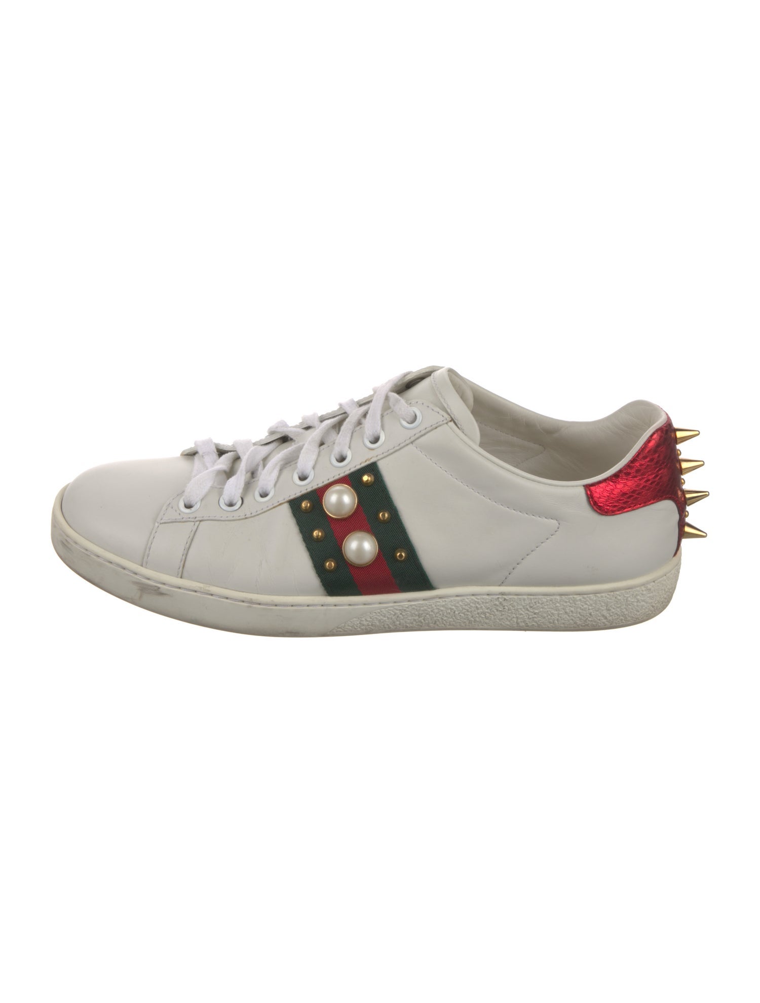 Gucci Web Accent Leather Sneakers
