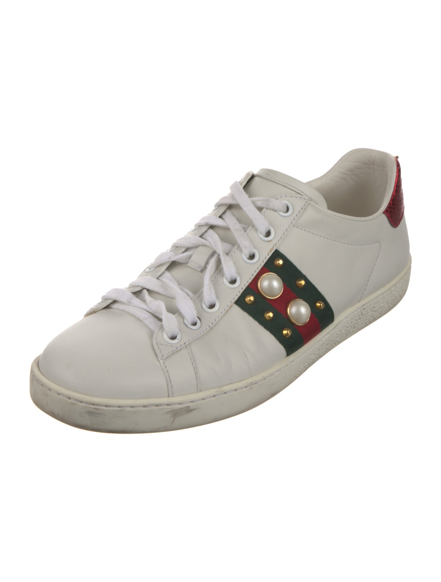 Gucci Web Accent Leather Sneakers