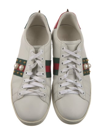 Gucci Web Accent Leather Sneakers