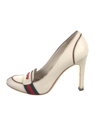 Gucci Sylvie Web Accent Leather Pumps