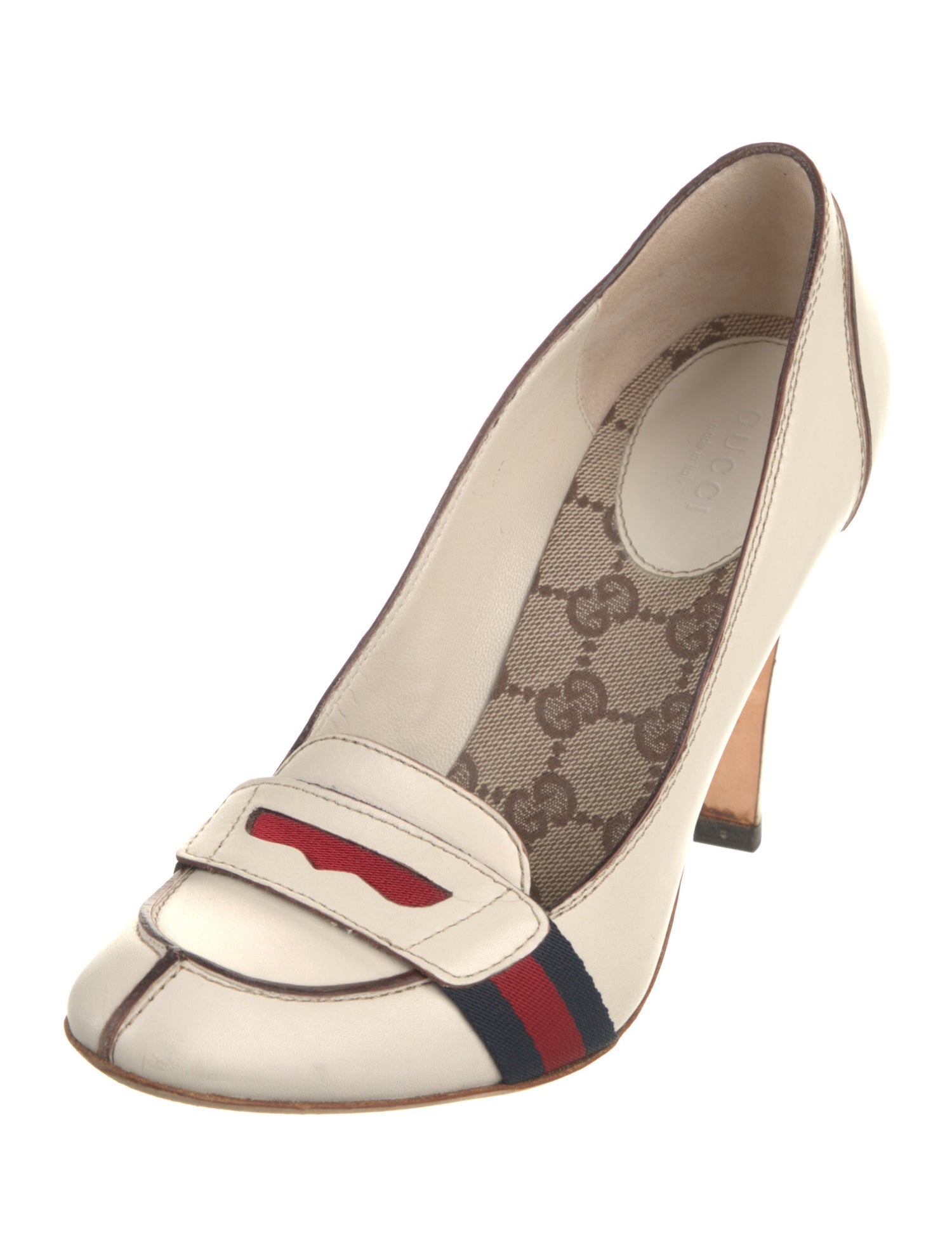 Gucci Sylvie Web Accent Leather Pumps