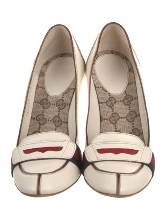 Gucci Sylvie Web Accent Leather Pumps