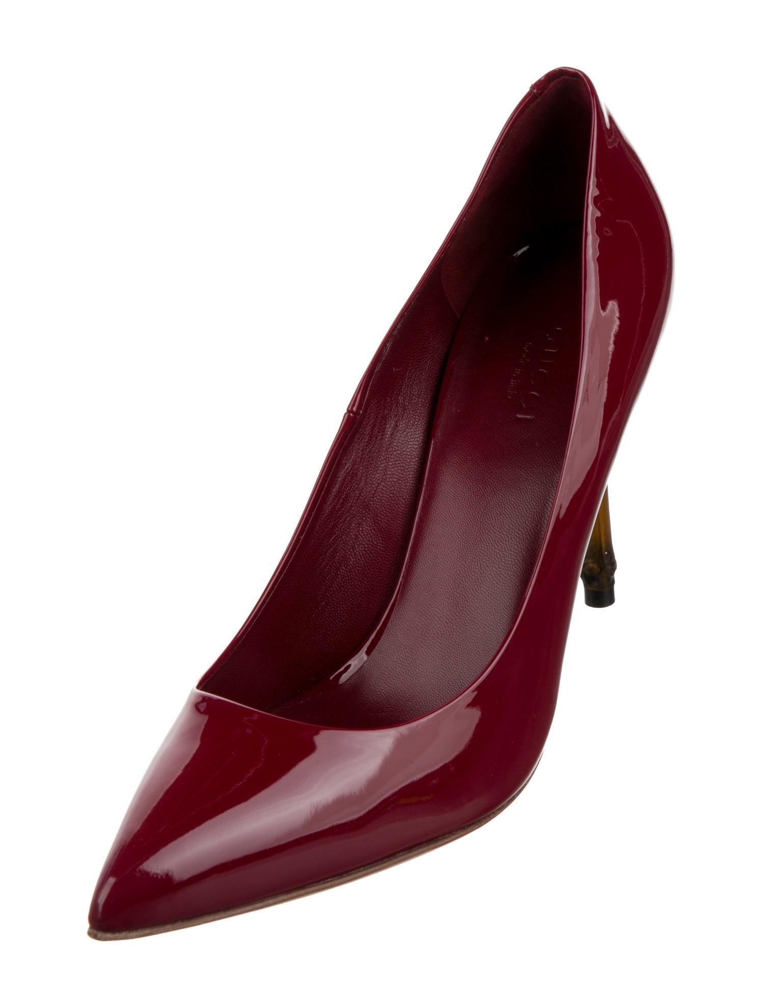 Gucci Bamboo Accent Patent Leather Pumps