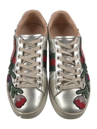 Gucci Web Accent Leather Sneakers