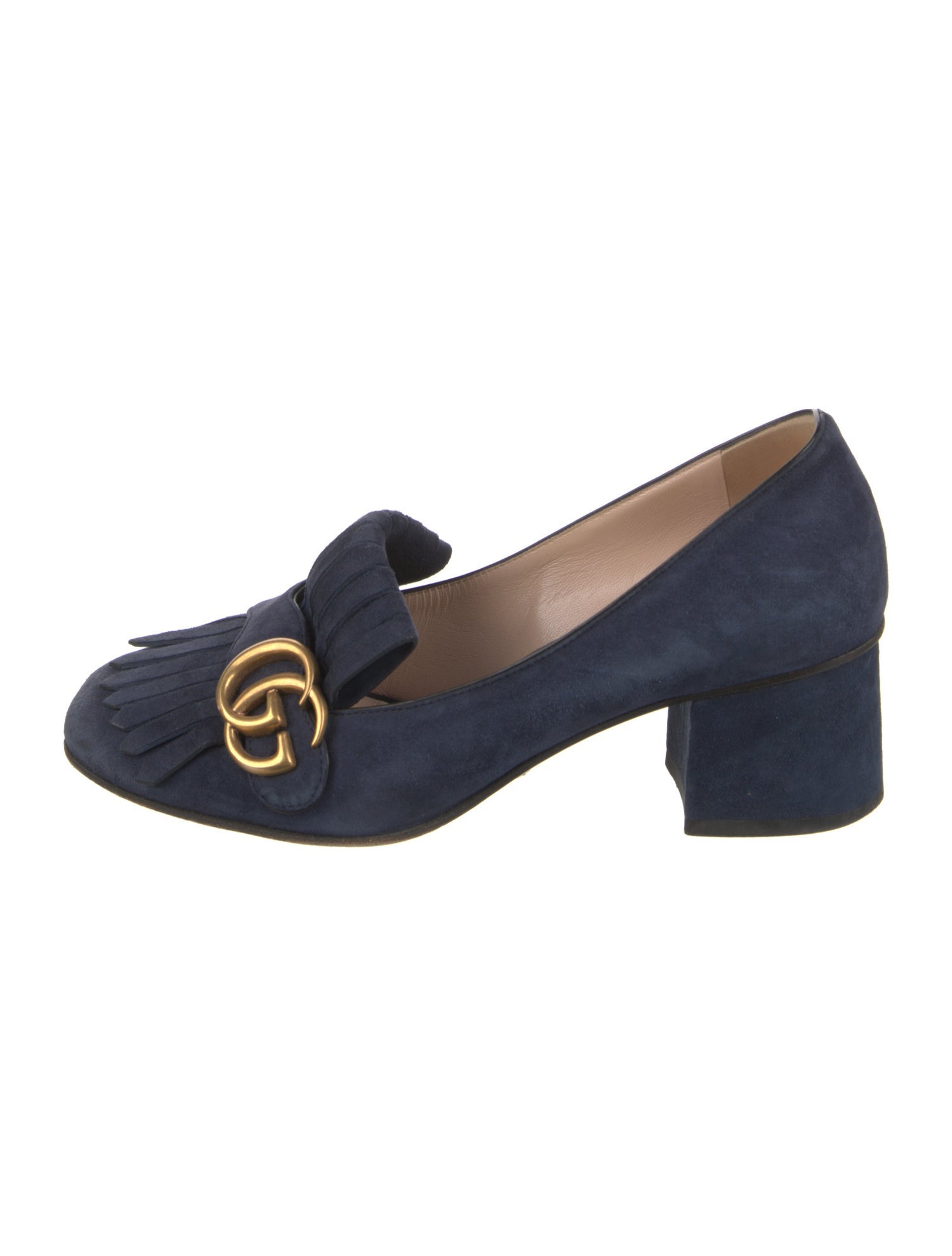 Gucci Double G Logo Suede Pumps