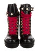 Gucci Faux Pearl Accents Leather Combat Boots