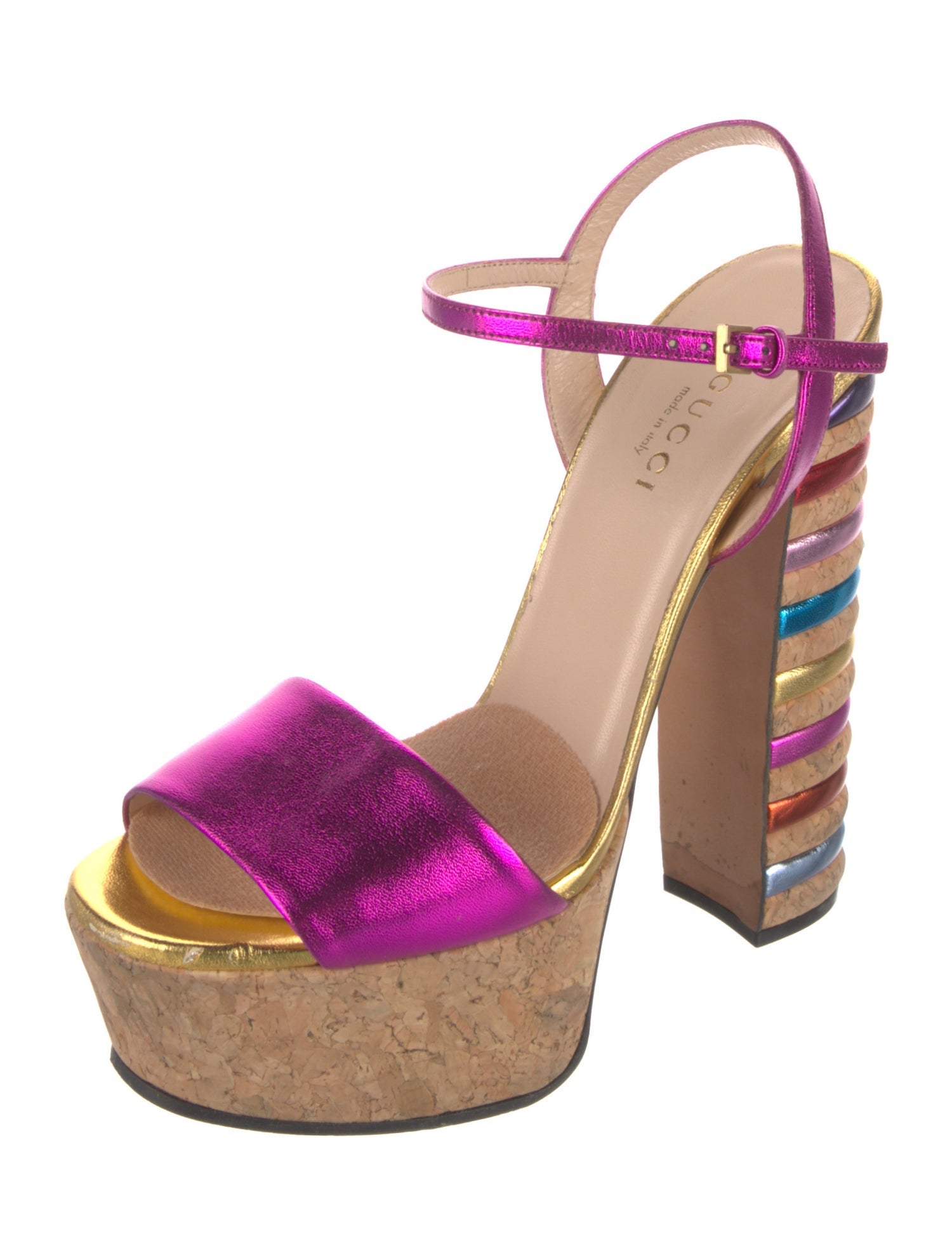 Gucci Leather Colorblock Pattern Sandals