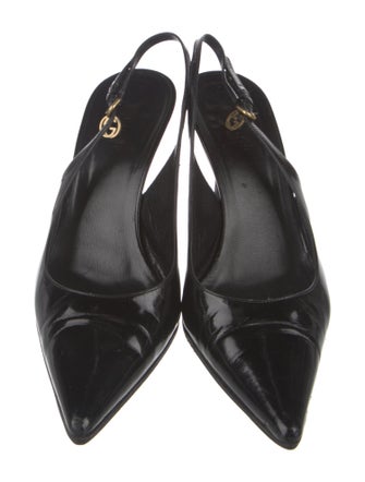 Gucci Interlocking G Logo Leather Slingback Pumps