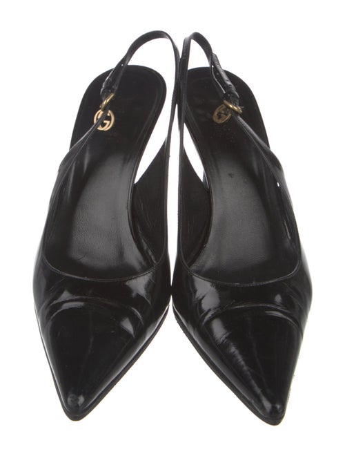 Gucci Interlocking G Logo Leather Slingback Pumps