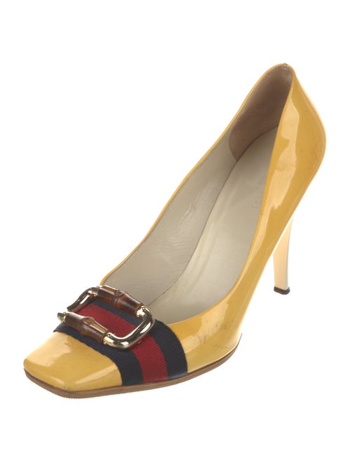 Gucci Sylvie Web Accent Patent Leather Pumps