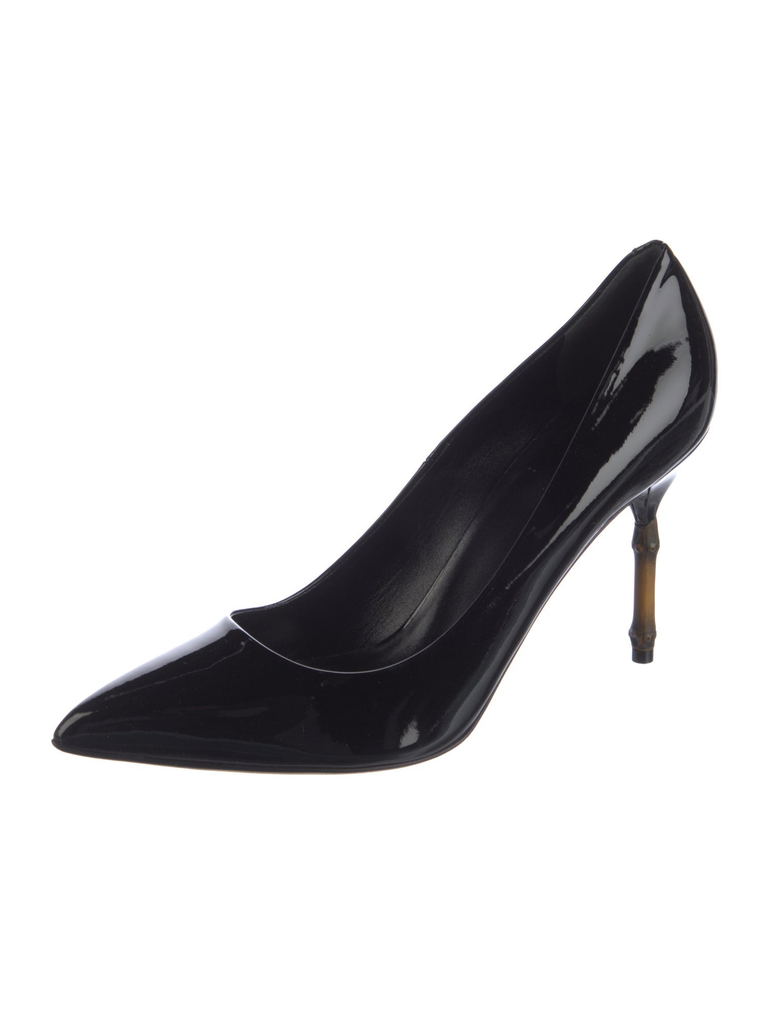 Gucci Bamboo Accent Patent Leather Pumps