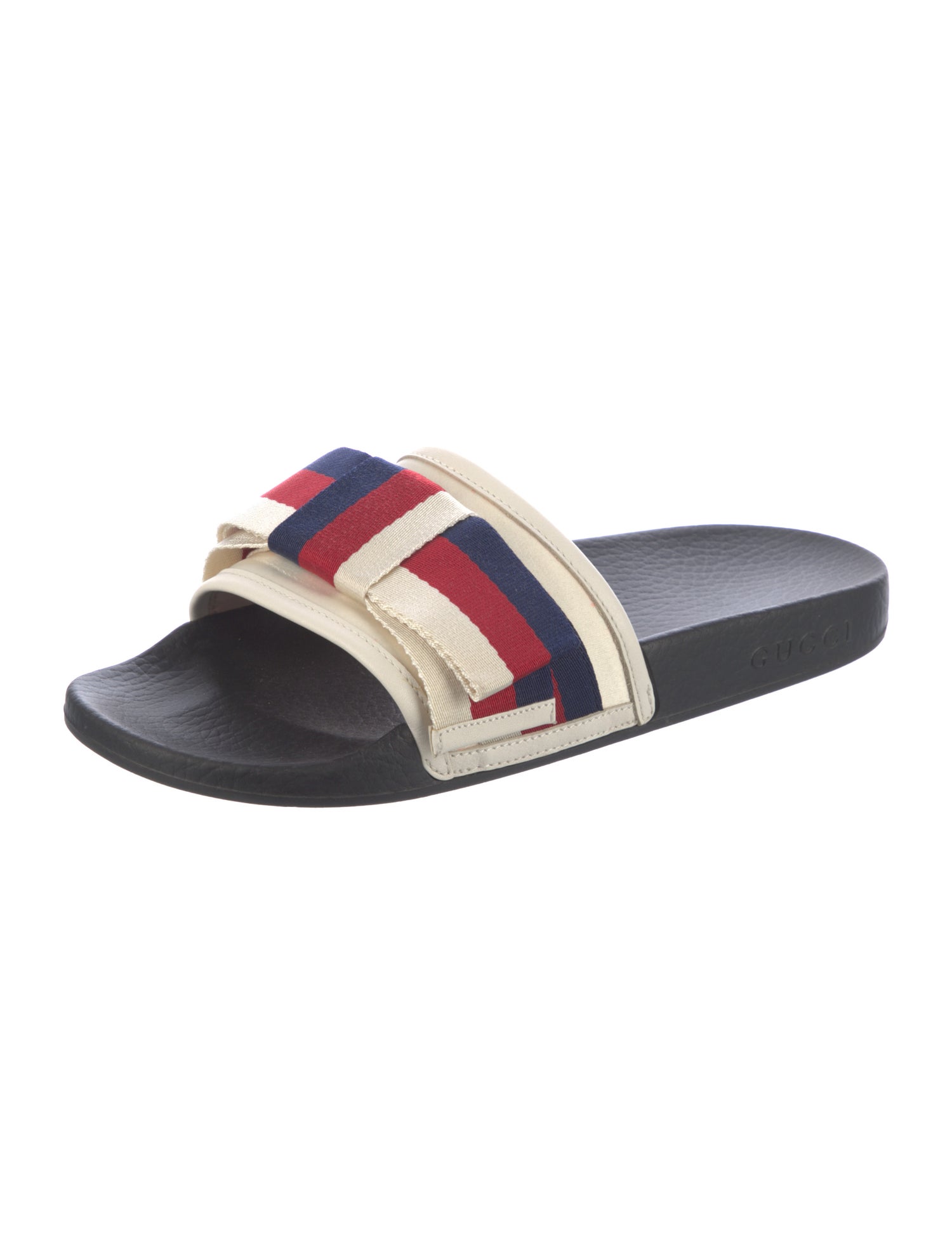 Gucci Sylvie Web Accent Satin Slides