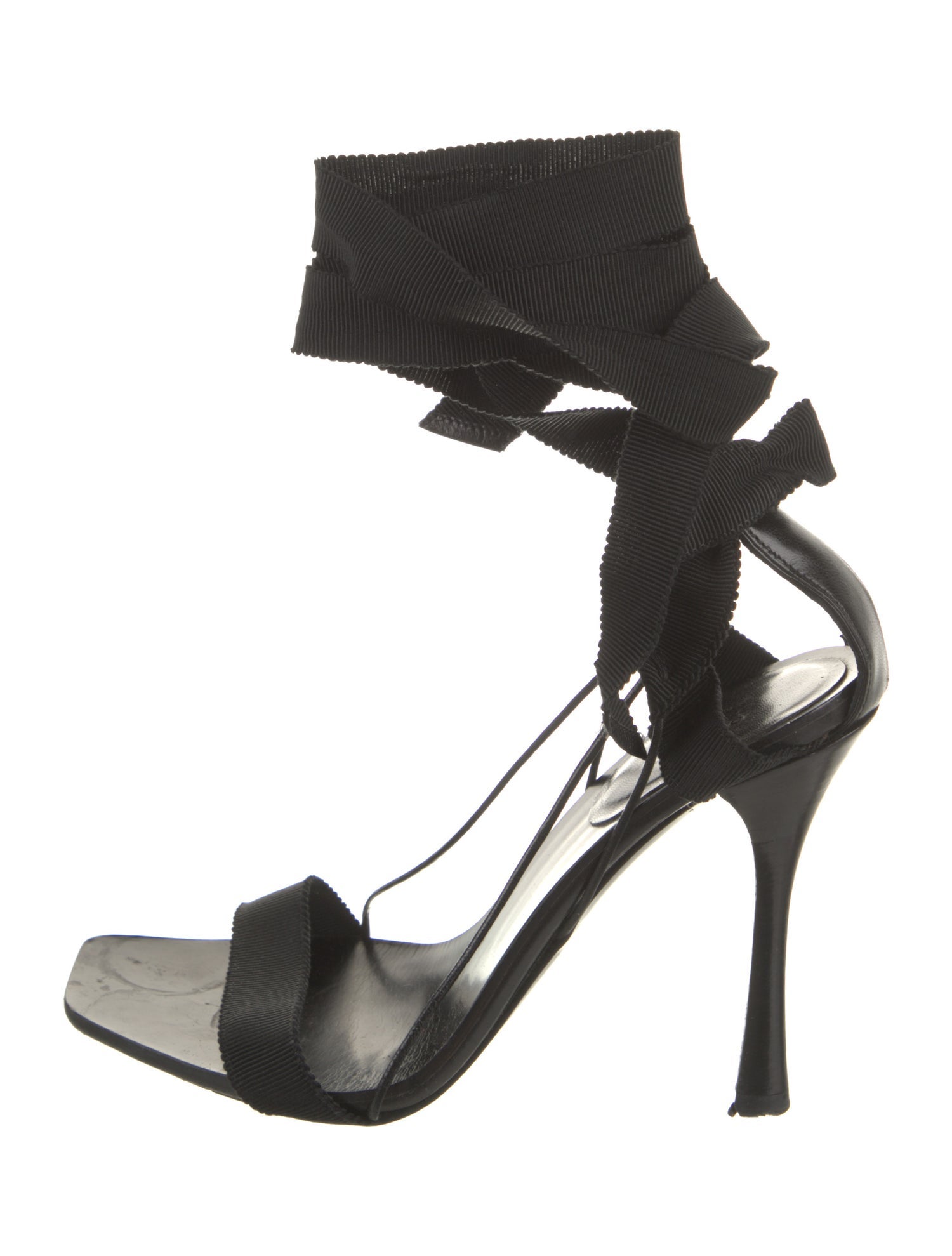 Gucci Leather Grosgrain Trim Sandals