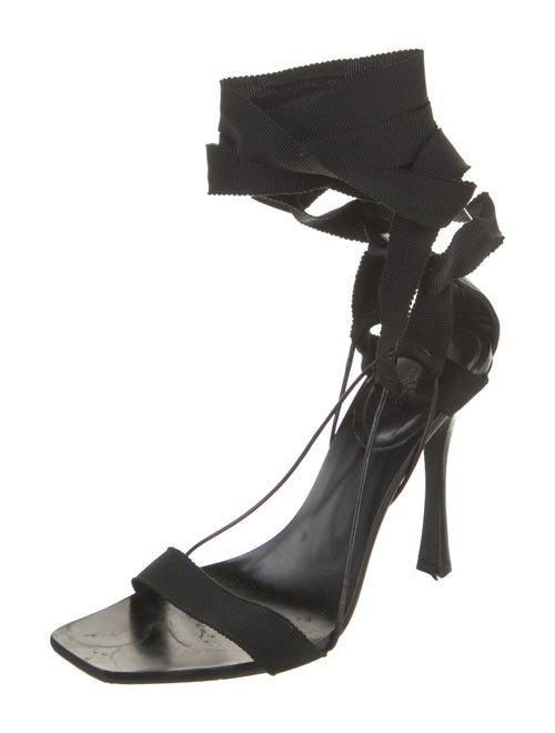 Gucci Leather Grosgrain Trim Sandals