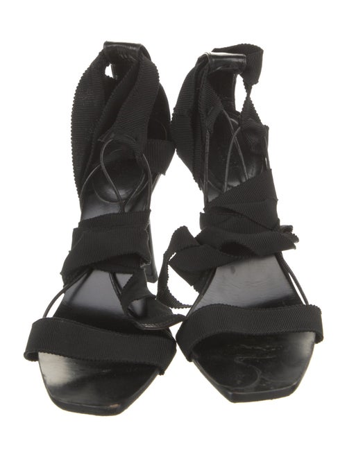 Gucci Leather Grosgrain Trim Sandals