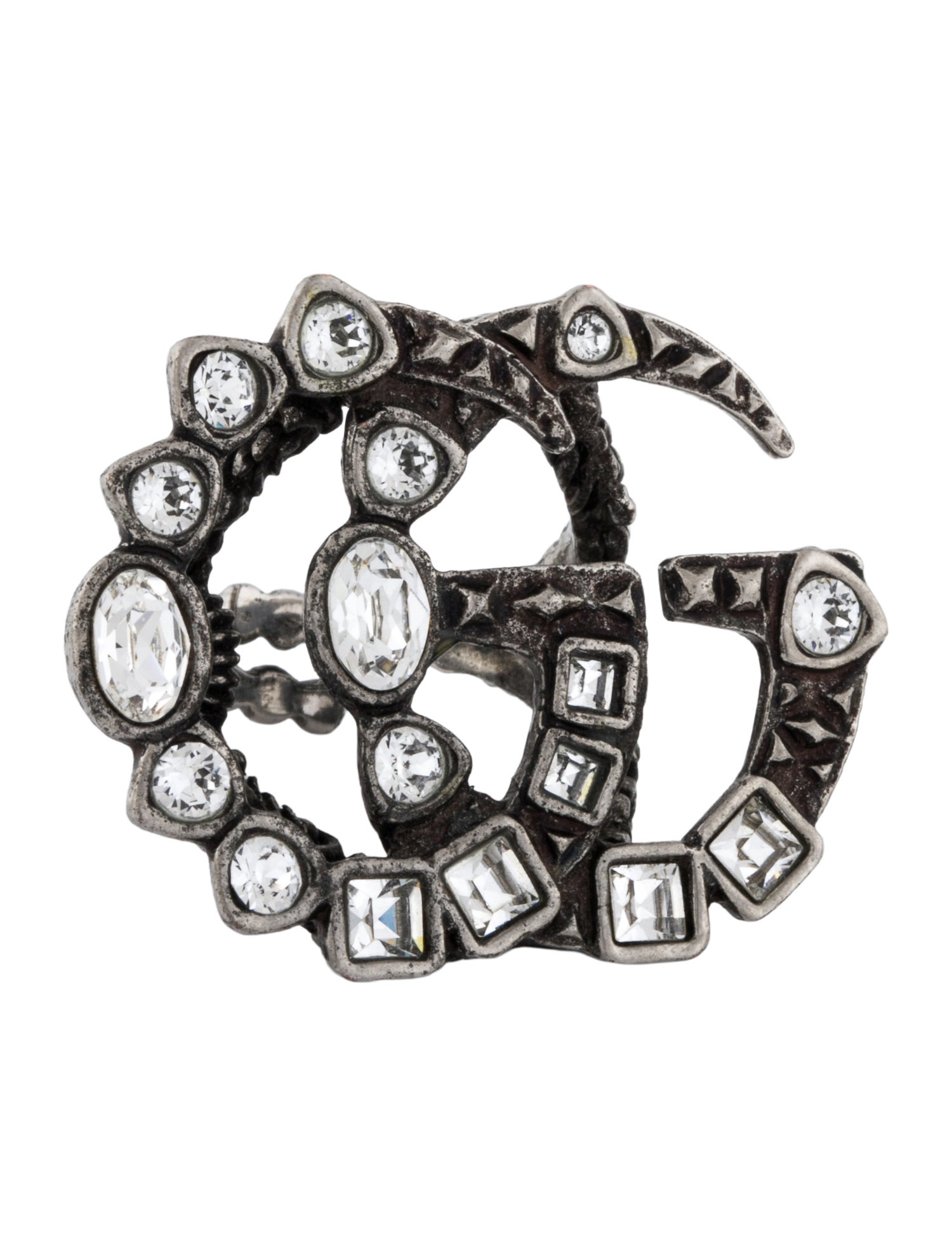 Gucci Crystal Marmont Double G Cocktail Ring
